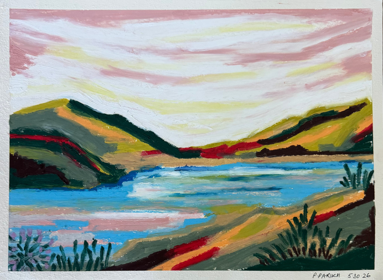 Oak Shores, Oil pastel on archival paper
