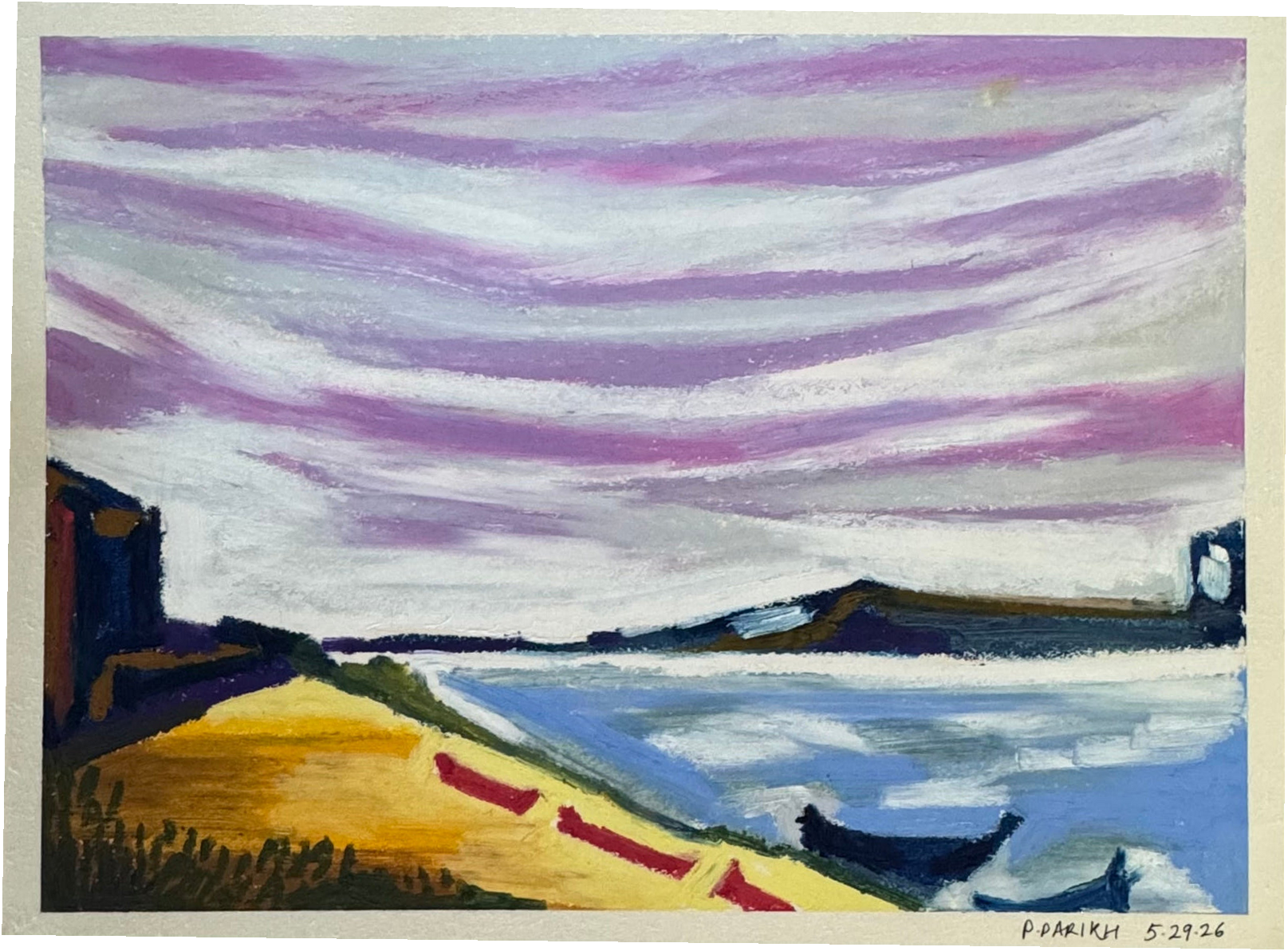 Oakland port, Oil pastel on archival paper