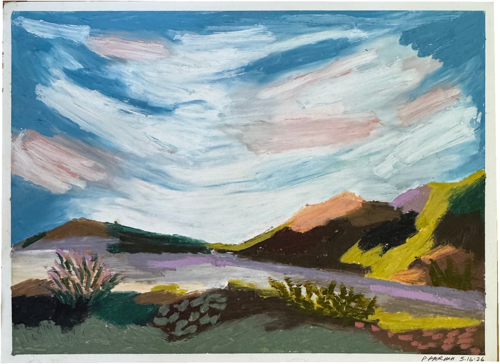Crab cove, Oil pastel on archival paper
