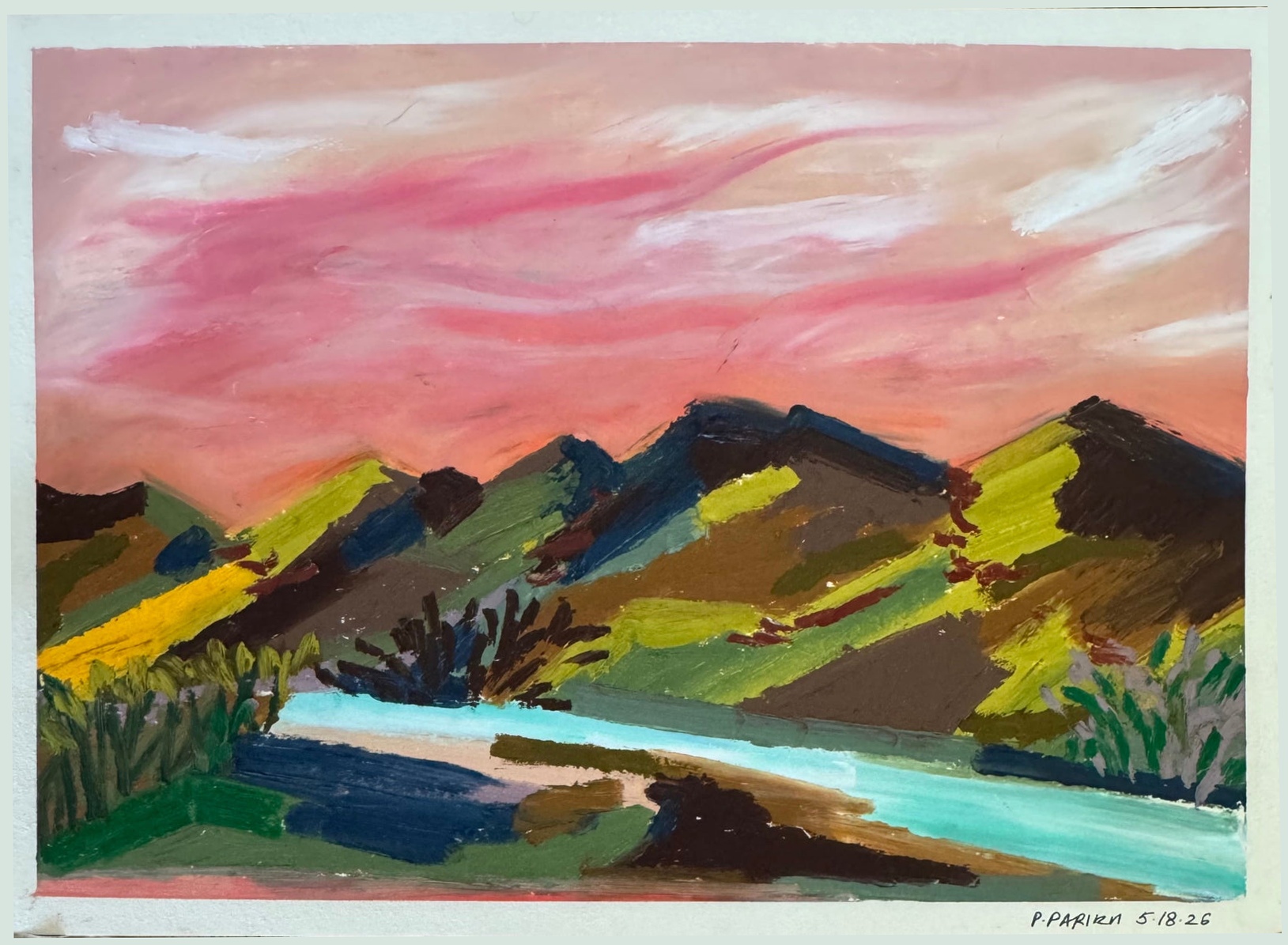Vista Del Mar, Oil pastel on archival paper