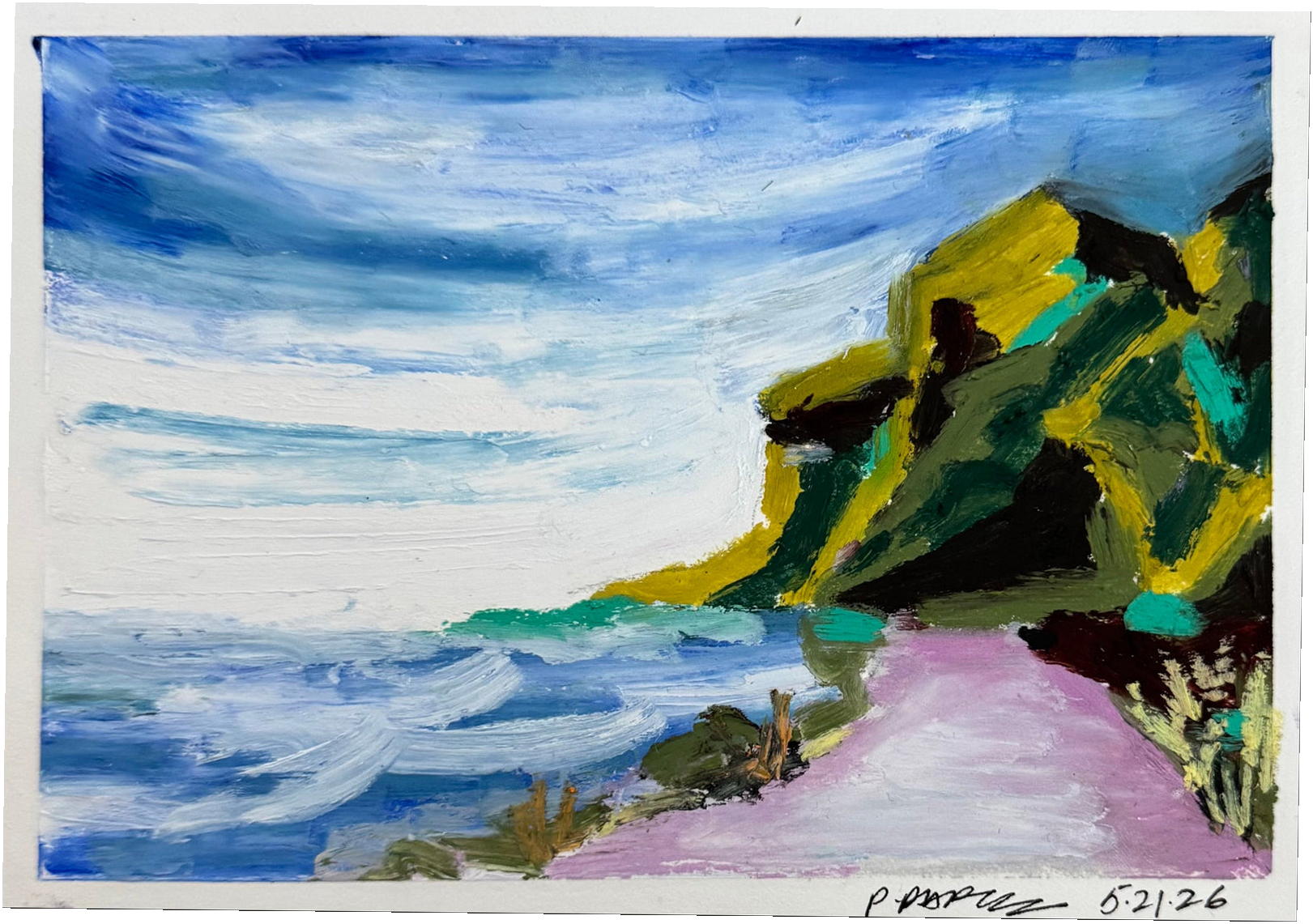 Haleiwa, Oil pastel on archival paper
