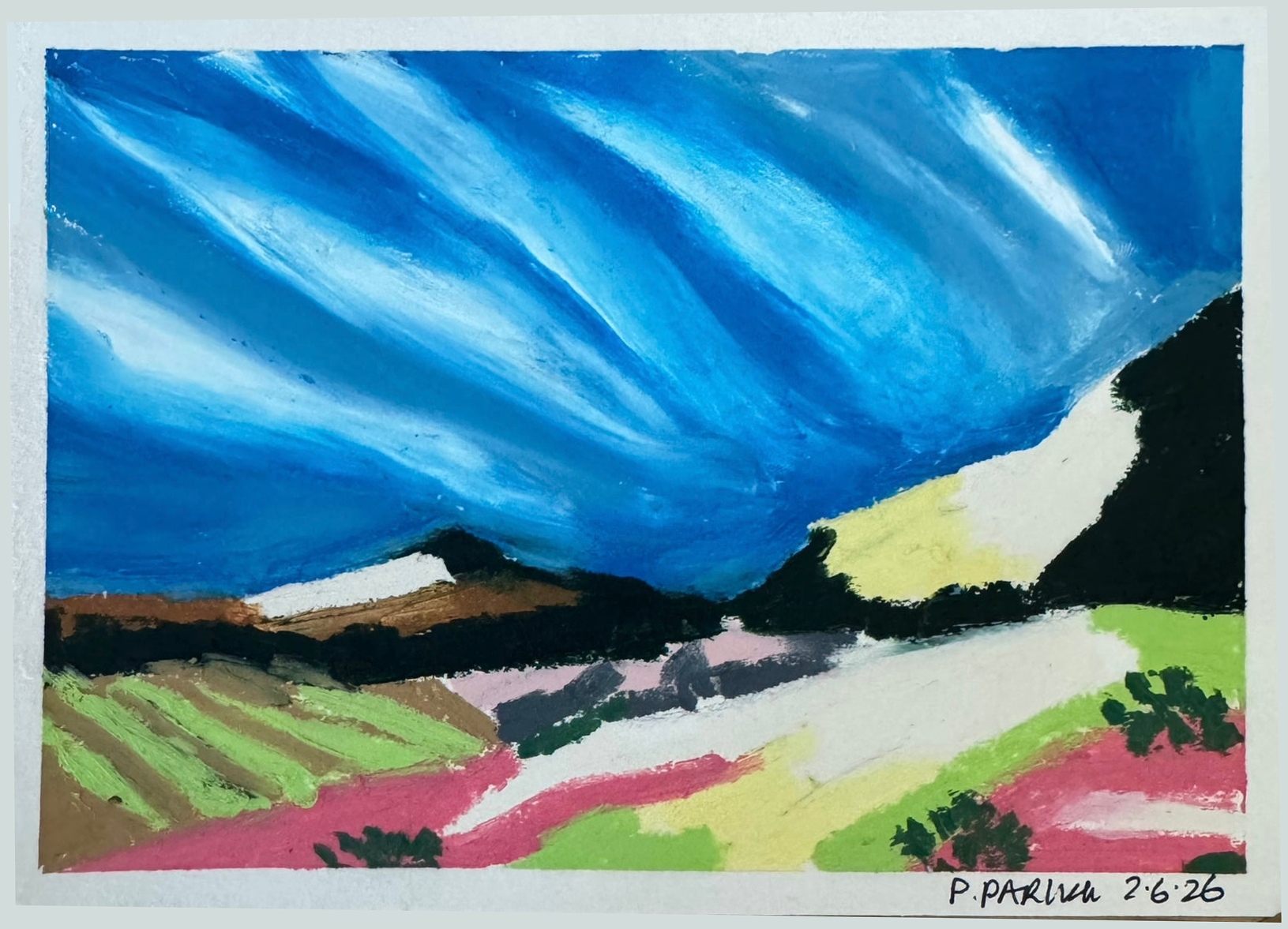 Big Sur, Oil pastel on archival paper