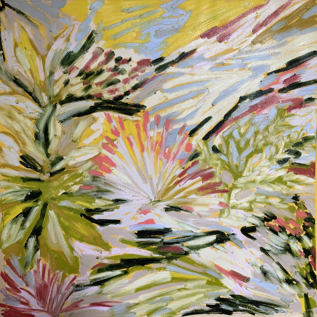 Unfurling, Oil and acrylic on canvas