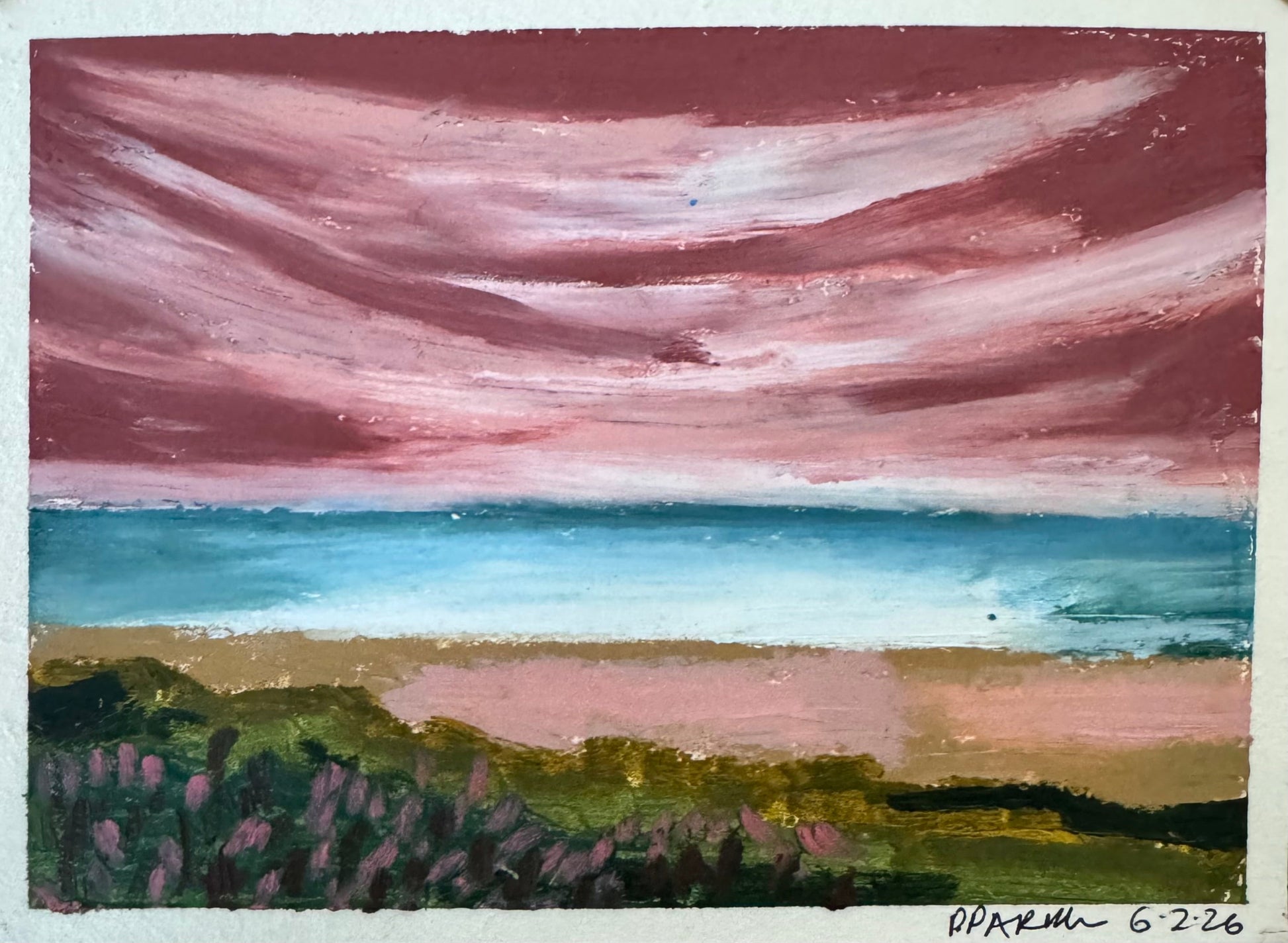 Kailua, an original oil pastel landscape on archival paper
